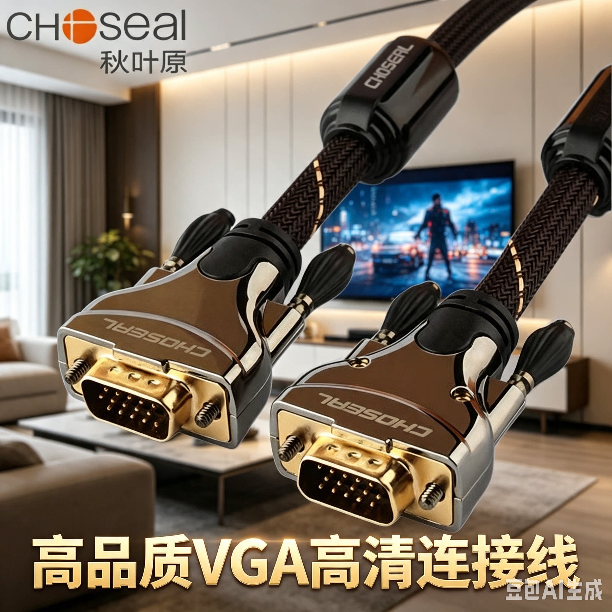 秋叶原 hs0005 vga线3+6线芯VGA线显示器连接VGA连接线投影电脑线