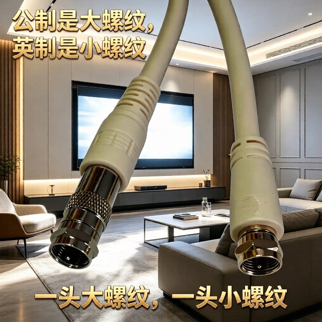 秋叶原有线电视线高清线闭路机顶盒连接信号大螺纹公制英制小螺纹