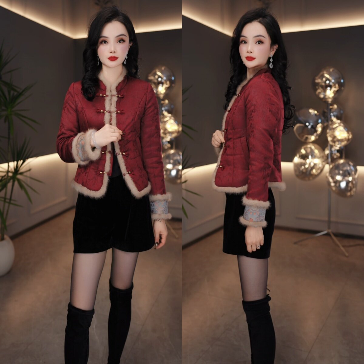 2025冬季新款新中式国风复古提花时尚显瘦加厚保暖棉服外套M-4XL