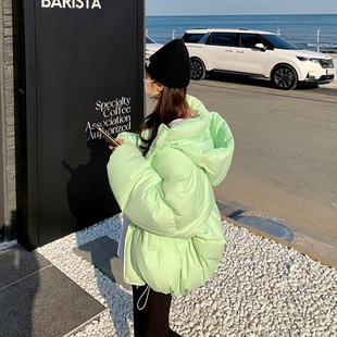 韩国东大门时尚减龄宽松抽绳连帽保暖羽绒棉服女面包服加厚棉袄