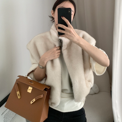 韩国仿貂毛皮草马甲外套