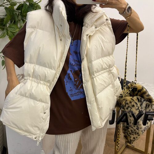 韩国收腰宽松马甲羽绒棉服