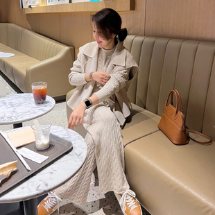 韩国东大门洋气外搭坎肩宽松马夹外套羊绒毛呢子马甲背心女上衣