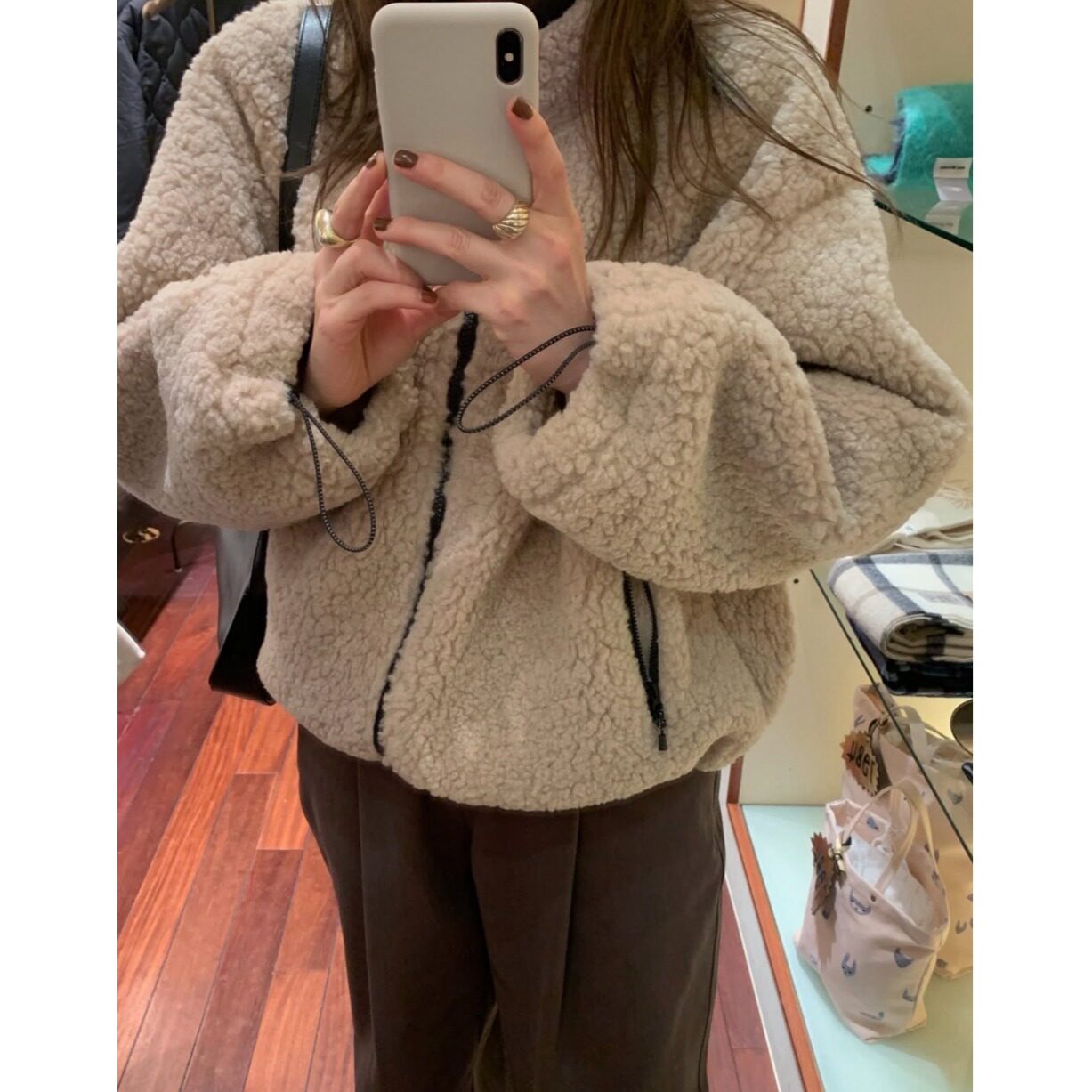 韩国立领摇粒绒套头卫衣外套
