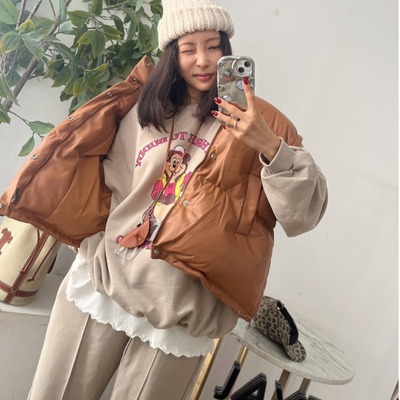 韩国亮面马甲羽绒棉服背心