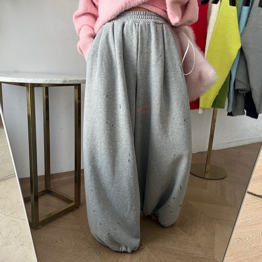 韩国单腿字母加绒束脚卫裤休闲裤