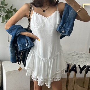 韩国东大门甜美公主风镂空蕾丝花边拼接辣妹吊带连衣裙背心裙女