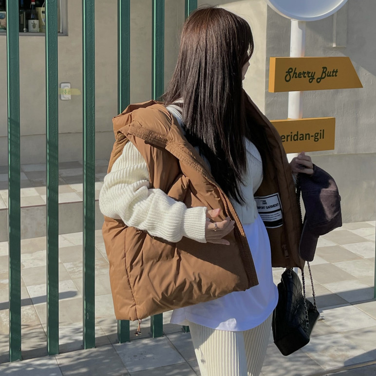 韩国连帽羽绒马甲外套