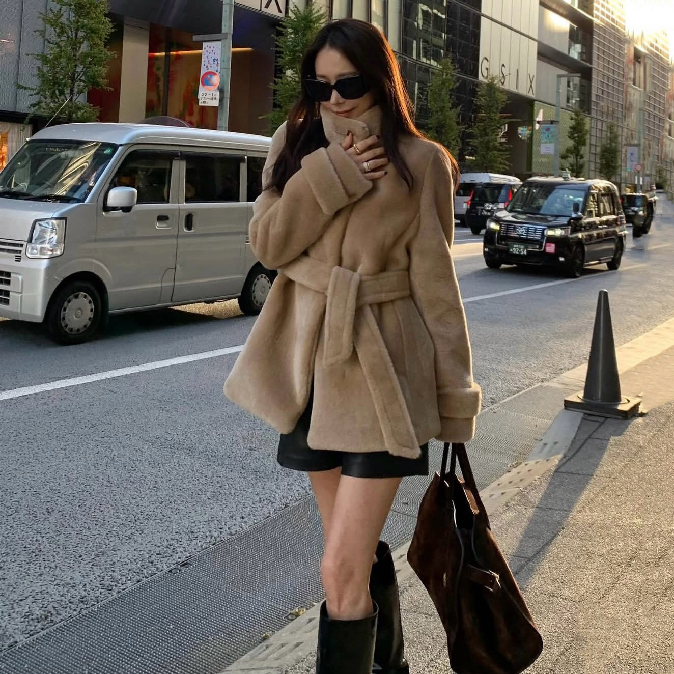 韩国仿獭兔毛皮草外套女毛绒大衣