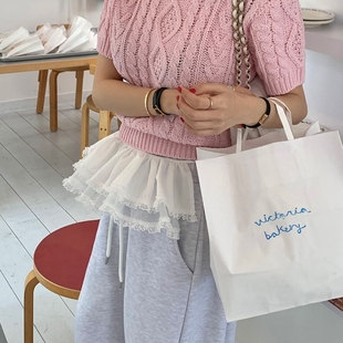 韩国东大门甜美蕾丝花边小飞裙单侧系带腰封半身裙短裙外搭屁帘女