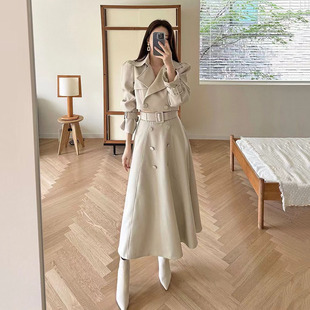 韩国东大门法式高级感短款西装外套女+中长款高腰半身裙两件套