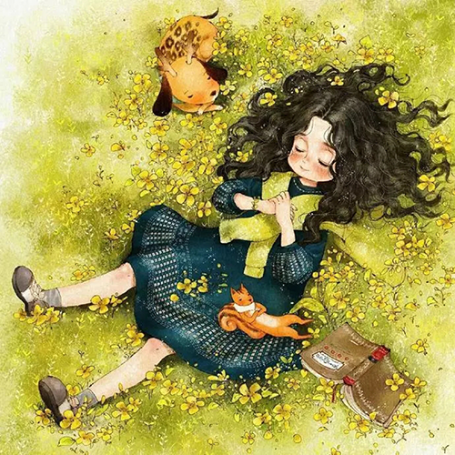 新款田园风可爱唯美女孩钻石画diy十字绣钻石绣小幅儿童卧室简单