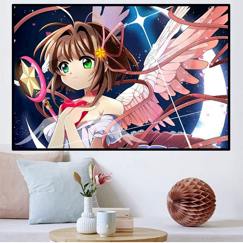 2020新款魔卡少女樱星权杖钻石画十字绣动漫卡通小樱小副满钻石绣