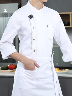 春夏厨师服长袖定制logo