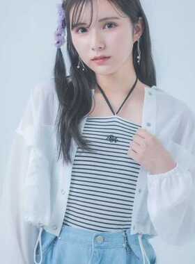 独+日本小个子repipi armario刺绣背心吊带女短款两穿修身内搭女