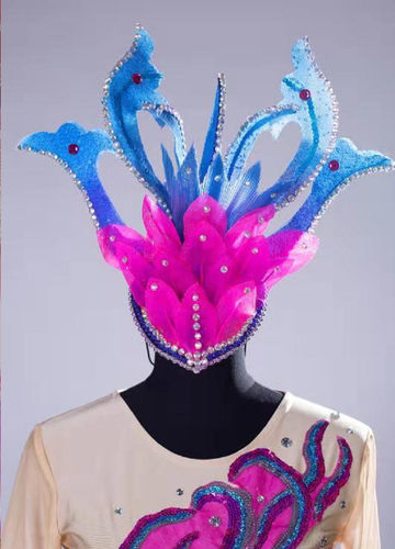 手工荧光色头饰立体大摆裙