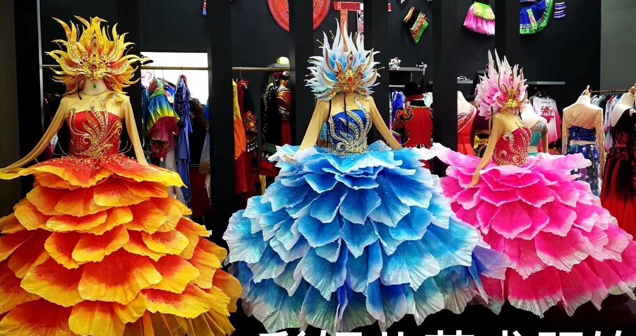 定制立体花瓣演出服超大摆花开盛世大型开幕式舞蹈伴舞服装女新款