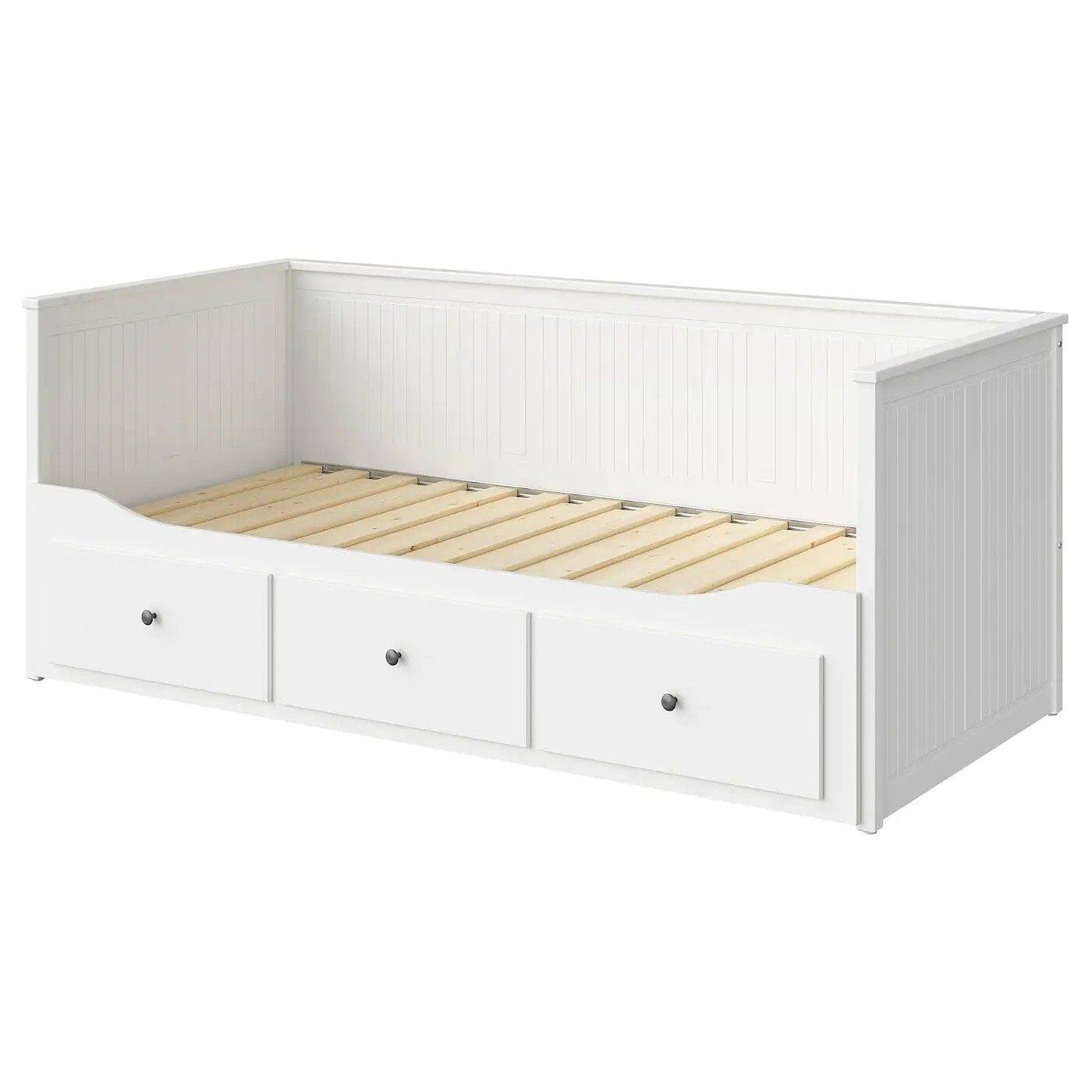 国内IKEA宜家代购汉尼斯 坐卧两用床框架带3屉白色80x200厘米简约