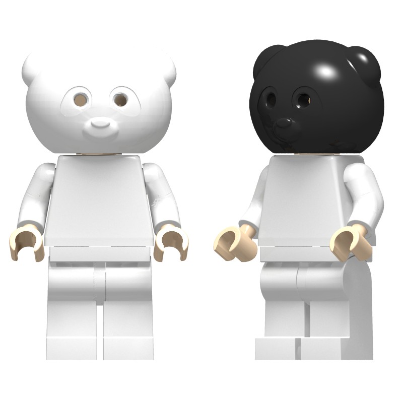 国产小颗粒积木零件 人仔头发帽子配件 熊猫头套