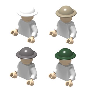 国产小颗粒积木 人仔头发帽子头盔 布洛迪式钢盔 圆型飞碟头盔