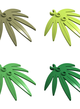 国产MOC拼插积木零件 兼容 10884 30239 植物 6x5带夹口棕榈树叶