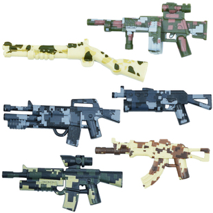国产小颗粒积木 军事人仔武器配件 迷彩轻机枪霰弹枪野牛冲锋枪