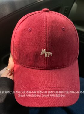 秋冬磨毛小狐狸棒球帽女美式大头围硬顶鸭舌帽子显脸小宽帽檐韩版