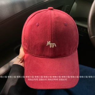 秋冬磨毛小狐狸棒球帽女美式 大头围硬顶鸭舌帽子显脸小宽帽檐韩版