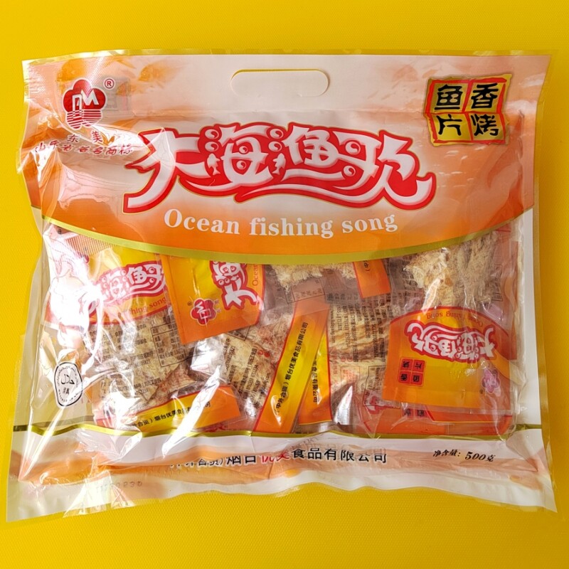 山东烟台特产东美优美大海渔歌香烤鱼片海产品干货礼袋500克新货