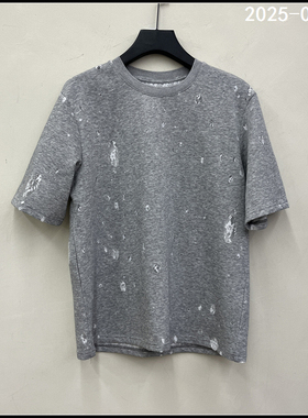 欧货欧洲潮2025春季新款圆领短袖纯色脱卸女时尚小众百搭101079