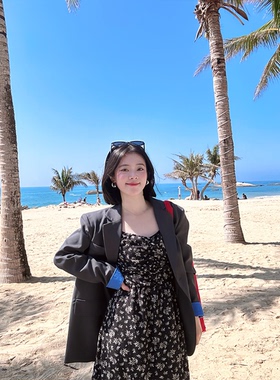 DEBBIE C 灰蓝拼袖 松弛感气质宽松休闲百搭显瘦长袖西装外套灰色