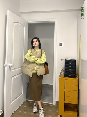 韩版高腰A字半身裙灯芯绒中长款