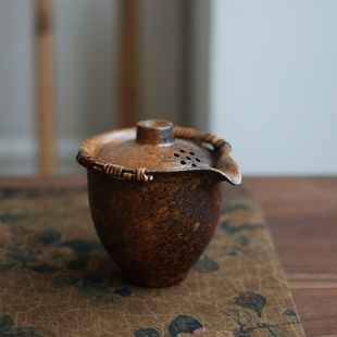 茶具快客杯 喜悦茶铺 粗陶复古手抓壶盖碗 还原烧茶碗茶器 中式