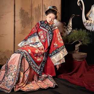 民族传统服饰晋商汉服格格装重工刺绣清汉女装晚清氅衣马面裙套装