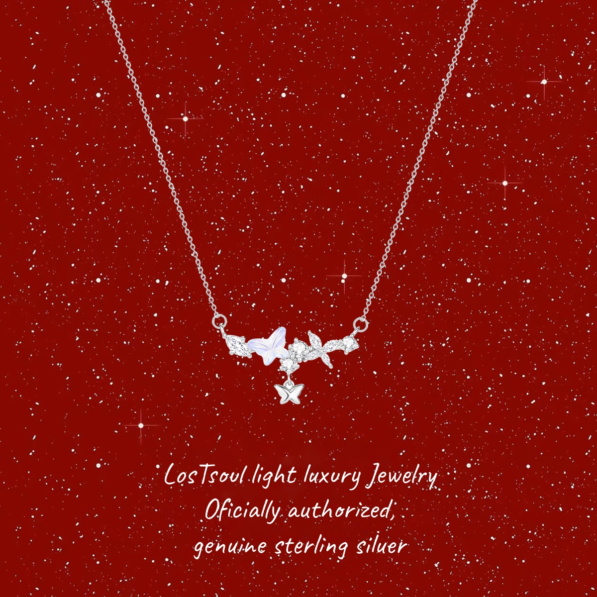 「蝴蝶微笑」S999纯银项链女款夏季轻奢小众锁骨链生日礼物送女友