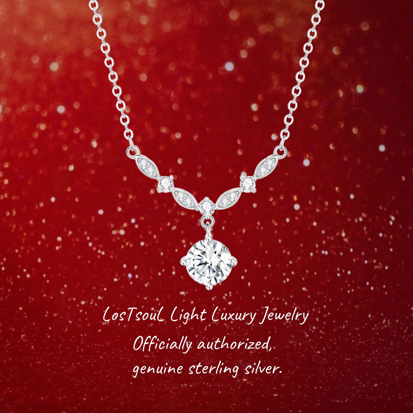 「闪耀水滴」S999纯银项链女款星星锆石高级感轻奢小众设计锁骨链