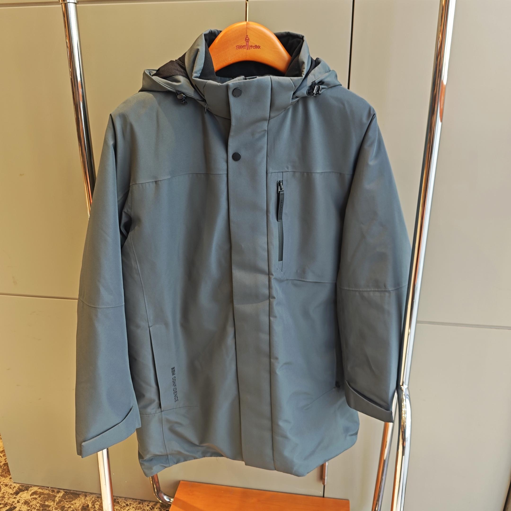 比音勒芬专柜正品男装秋冬羽绒服外套连帽中长款白鸭绒364232913