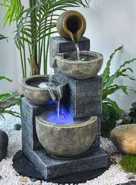 新品花园水景庭院装饰摆件水晶球招财喷泉复古流水循环水欧式复古