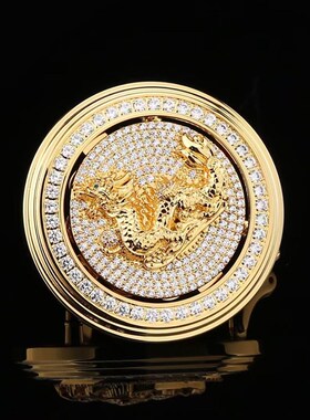 时来运转十二生肖皮带扣头钢扣龙头3.8平滑扣虎头可旋转腰带牛扣