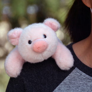 可爱趴肩小粉猪玩偶猪公仔毛绒玩具安抚娃娃女生儿童生日礼物礼品