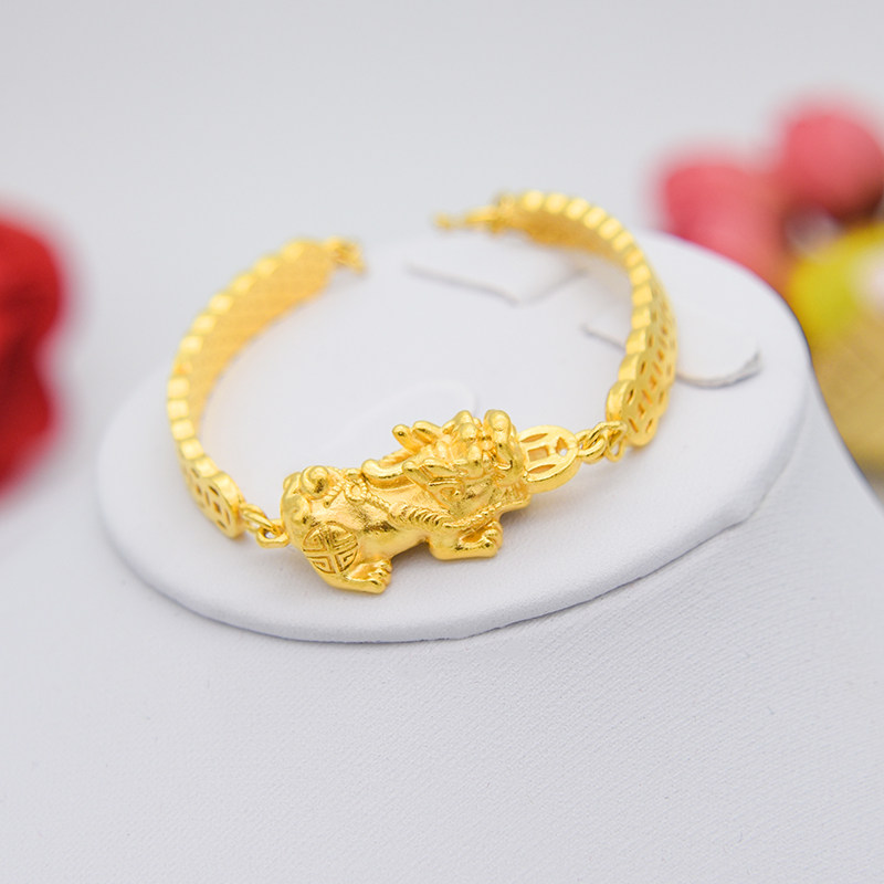 沙金貔貅手链女招财转运仿黄金时尚女士手镯皮丘简约饰品久不掉色