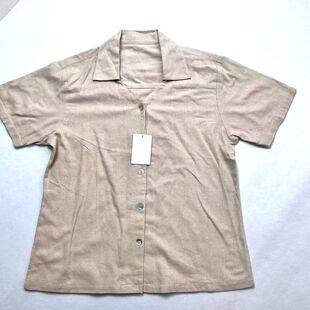 代工厂打样衣特价清90%桑蚕丝10%亚麻真丝油丝大贝壳扣短袖衬衫女