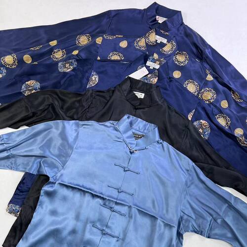 太极服睡衣100%桑蚕丝真丝素绉缎
