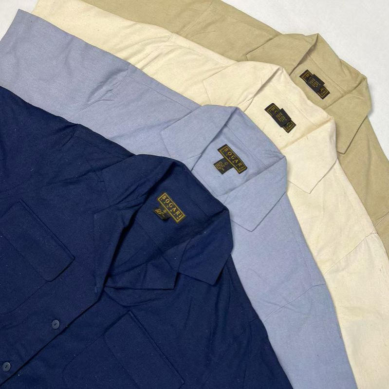 真丝油丝女士翻领短袖双口袋衬衫