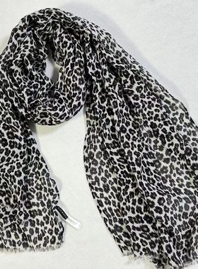 美单TB家85%黏胶纤维15%羊毛混纺小豹纹70*180厘米围巾披肩大长巾