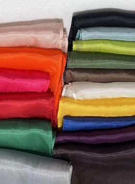 潮人小物法单原100%桑蚕丝纯色七彩虹10*160厘米斜角小丝巾发带