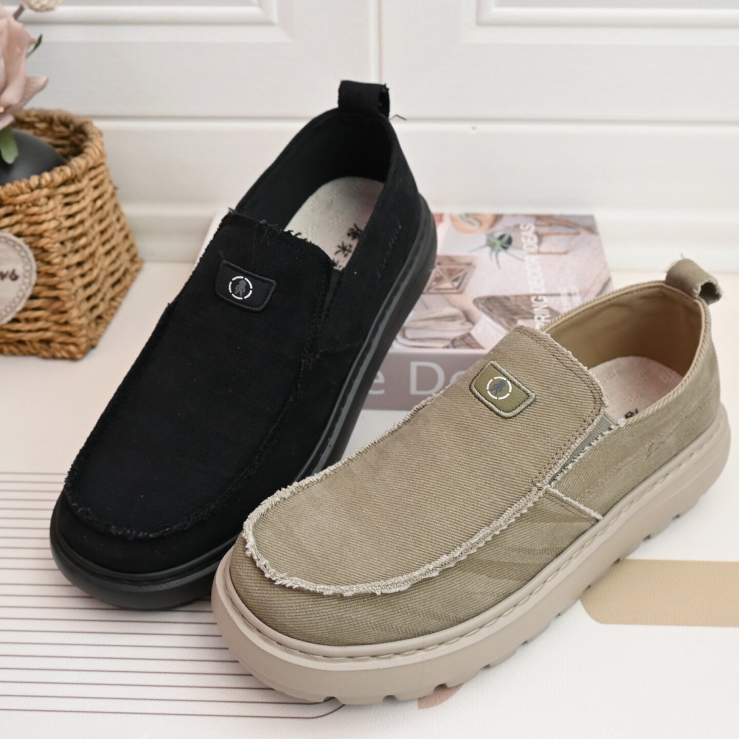 26春秋老北京一脚蹬透气帆布鞋轻便厚底圆头加肥休闲爸爸鞋男单鞋