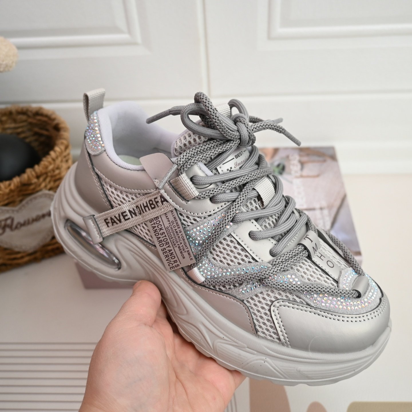 26春秋老北京时尚厚底水钻老爹鞋透气网面百搭健步防滑软底女单鞋,女鞋,时尚休闲鞋,淘宝优惠券,粉丝福利购,淘宝优惠卷