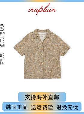 【现货】韩国正品viaplain设计师款真丝碎花衬衫法式复古短袖衬衣