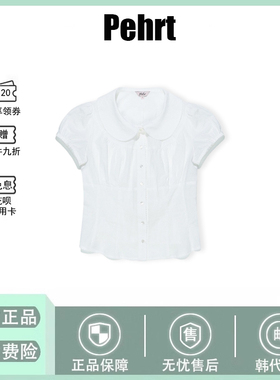 【现货】韩国pehrt气质娃娃领短袖开衫衬衣JENNIE金智妮同款衬衫
